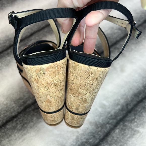 Jimmy Choo Alissa 120 Natural Black Cork Grossgrain Wedges - Picture 5 of 10